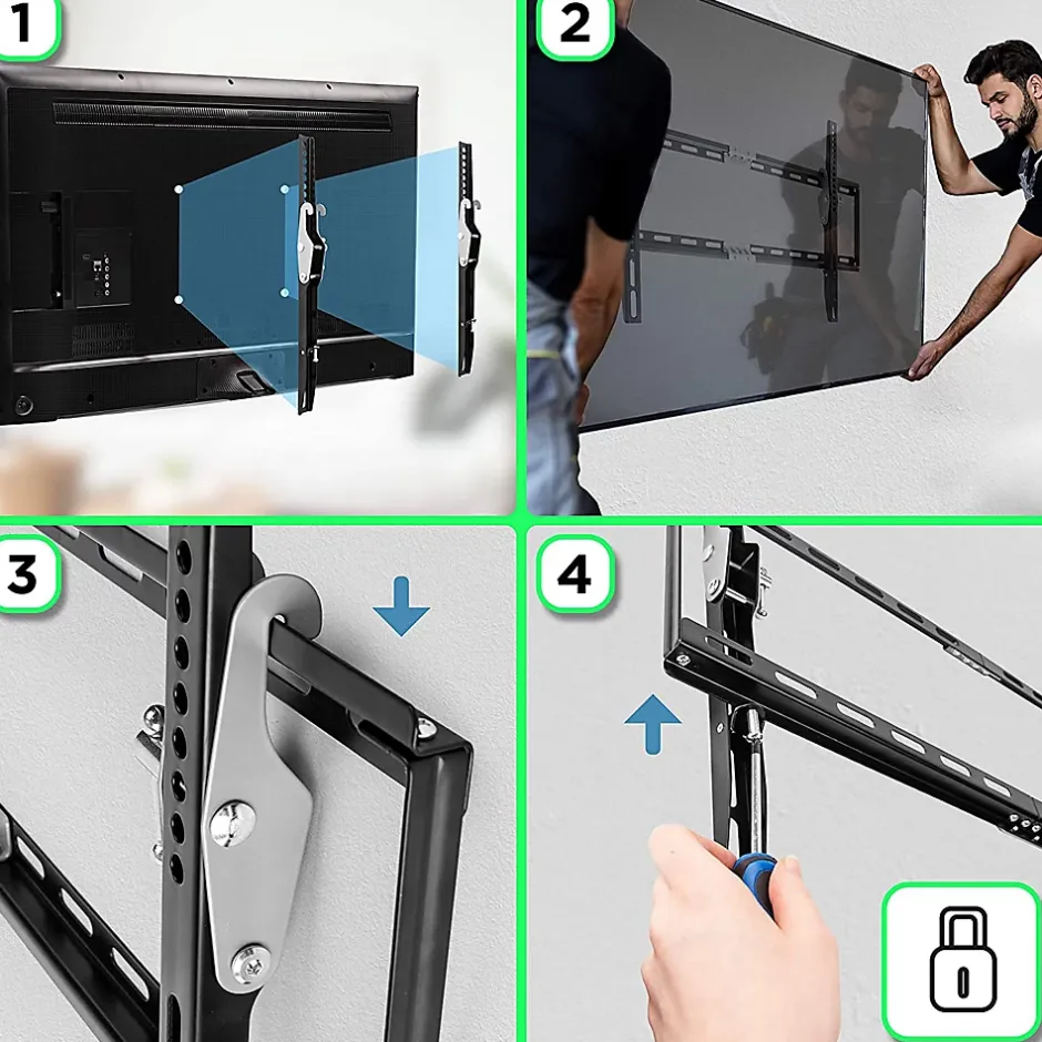 TVB777 Support TV mural pour écran de 33 à 60 pouces Inclinable Charge max 40 kg VESA 100 600 Télé LED LCD OLED^Duronic Online