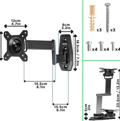 TVB1120 Support TV mural pour écran de 13 à 30 pouces Inclinable Charge max 18 kg VESA 75 100 Télé LED LCD OLED^Duronic
