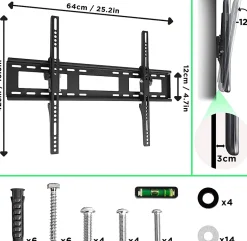 TVB123M Support TV mural pour écran de 23 à 55 pouces Inclinable Charge max 40 kg VESA 200 400 Télé LED LCD OLED-Duronic Online