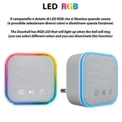 TWEED : Lot de 2 carillons avec prise + 1 bouton-sonnette, 150m, 36 mélodies. Blanc-Velamp New