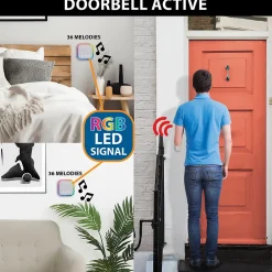 TWEED : Lot de 2 carillons avec prise + 1 bouton-sonnette, 150m, 36 mélodies. Blanc-Velamp New