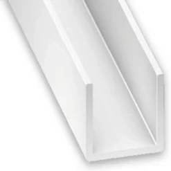 U PVC blanc 10 x 12 x 10 mm. Ep. 1 mm. Int. 10 mm. Longueur 2 m^ Clearance
