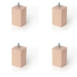 4un. Pied de meuble en bois de hêtre naturel non verni. Forme carrée hauteur 100 mm^Nesu Discount