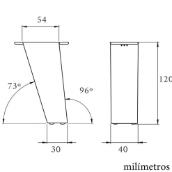 4un. Pied de meuble incliné scandinave pied nordique en résine plastique ABS ANTI-HUMIDITÉ noire. Hauteur 120mm^Nesu Best