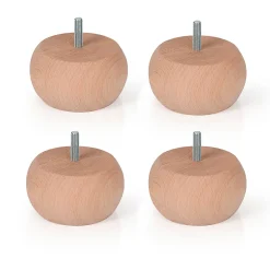 4un. Pied de meuble pied de canapé en bois de hêtre naturel non verni. Hauteur 50mm-Nesu Discount