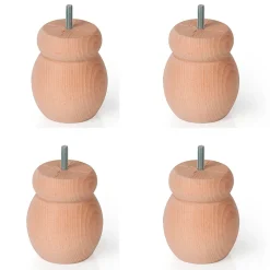 4un. Pied de meuble pied de canapé en bois de hêtre naturel non verni. Hauteur 100mm-Nesu Clearance