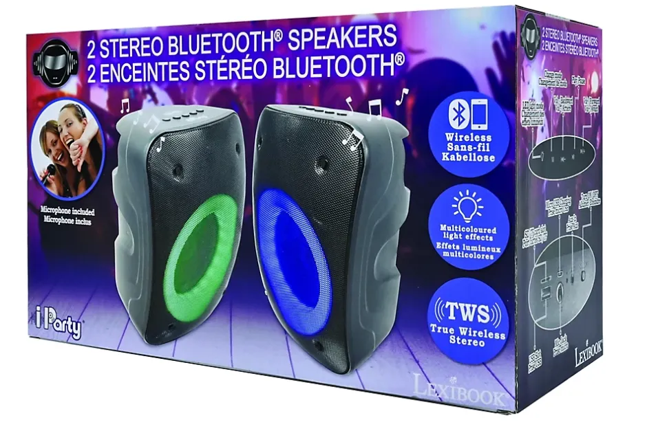 Une paire d'Enceintes Stereo Puissantes Bluetooth iParty-Lexibook Discount