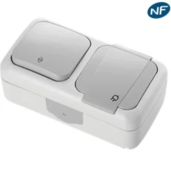 Va et vient + Prise 2P+T étanche IP54- - Gris - NF-Viko By Panasonic Hot