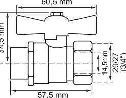 Vanne à sphère double mâle/femelle manette papillon 20/21mm^Somatherm for you Clearance