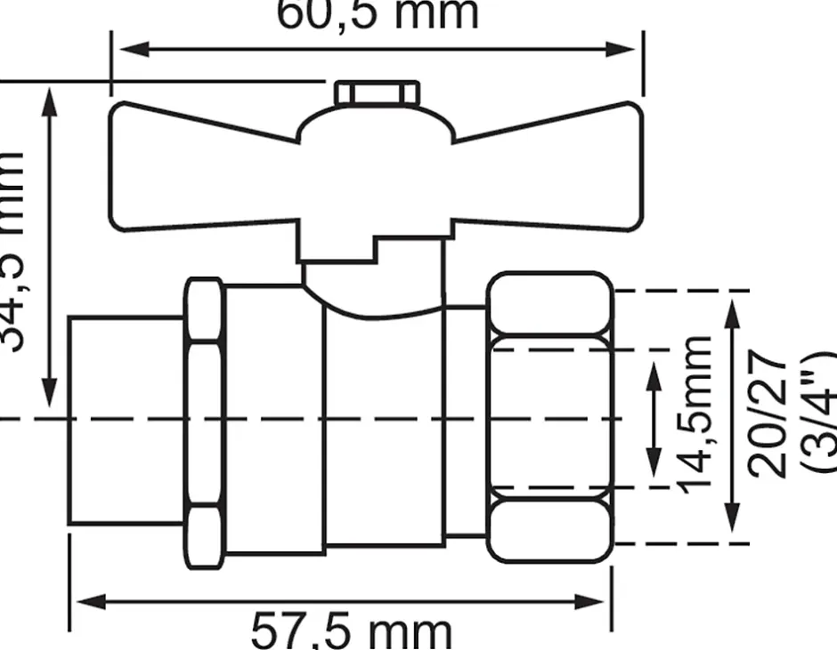 Vanne à sphère double mâle/femelle manette papillon 20/21mm^Somatherm for you Clearance