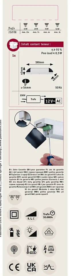 VDE Transfo électronique Profi max. 50-150W 230/12V 150VA Gris Noir-Paulmann Outlet