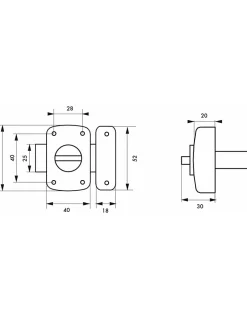 Verrou à bouton Alouette pour porte intérieure, 40mm, acier, époxy argent --Thirard Best