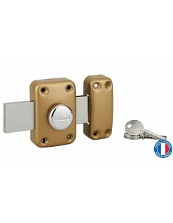 Verrou à bouton Apache pour porte de garage, cylindre 30mm, pêne 160mm, acier, 3 clés, époxy or -^Thirard Clearance