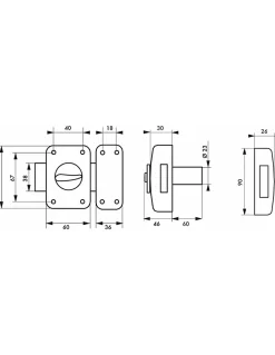 Verrou à bouton Corvette pour porte d'entrée, cylindre 60mm, acier, 3 clés, époxy bronze --Thirard New