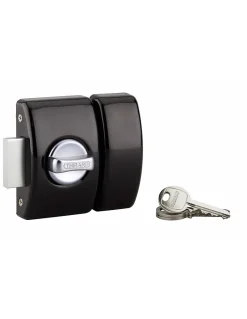 Verrou à bouton Design 5 pour porte d'entrée, cylindre 40mm, acier, 3 clés, noir --Thirard New