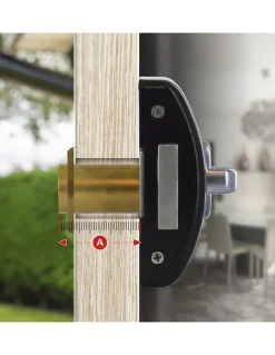 Verrou à bouton Design 5 pour porte d'entrée, cylindre 40mm, acier, 3 clés, noir --Thirard New