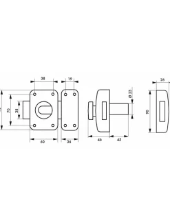 Verrou à bouton Federal pour porte d'entrée, cylindre 45mm, acier, 4 clés, époxy noir -^Thirard Sale