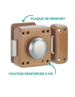 Verrou à bouton Rafale pour porte d'entrée, cylindre 45mm, acier, 3 clés, époxy bonze -^Thirard Hot
