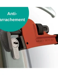 Verrou à bouton Rafale pour porte d'entrée, cylindre 45mm, acier, 3 clés, époxy bonze -^Thirard Hot