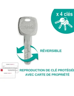 Verrou à bouton Transit 2 A2P pour porte d'entrée, cylindre 45mm, acier, 4 clés, époxy bronze -^Thirard Online