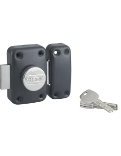 Verrou à bouton Transit 2 pour porte d'entrée, cylindre 40mm, 4 clés, époxy anthracite --Thirard Best