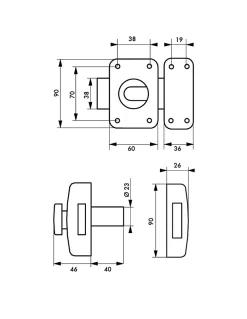 Verrou à bouton Transit 2 pour porte d'entrée, cylindre 40mm, 4 clés, époxy anthracite --Thirard Best