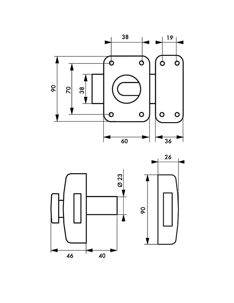 Verrou à bouton Transit 2 pour porte d'entrée, cylindre 40mm, 4 clés, époxy anthracite --Thirard Best
