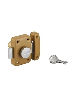 Verrou à bouton Trident pour porte intérieure, cylindre 45mm, acier, 3 clés, époxy bronze --Thirard Best