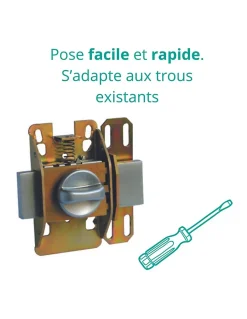 Verrou à bouton Universel pour porte d'entrée, cylindre 45mm, acier, 4 clés, epoxy blanc --Thirard