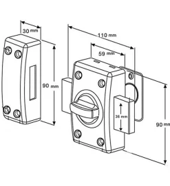 Verrou Bricard pour porte de cave Cylindre 1 entrée extérieure 35 mm 3 clés crantées^Autres Hot
