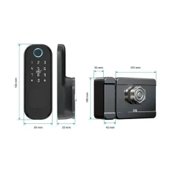 Verrou connecté biométrique -3 à empreinte digitale, code, badge et bluetooth-LOCKY Discount