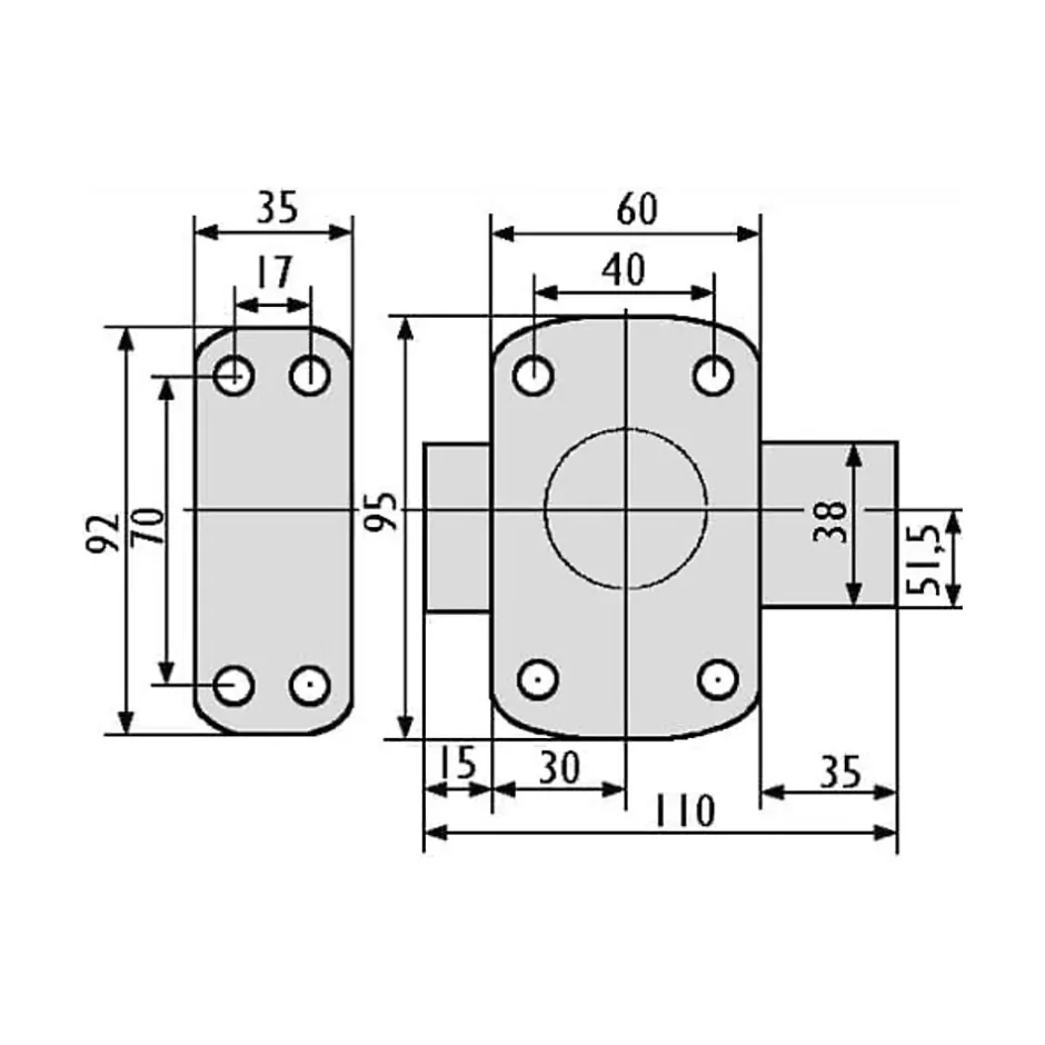 Verrou Cyclop à bouton cylindre ø23 x l. 45 mm, 3 clés^Vachette New