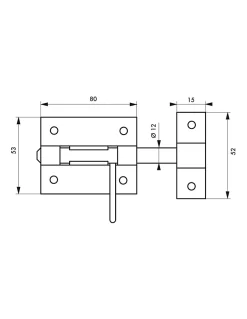 Verrou de box pour portail, pêne diamètre 12mm -^Thirard New