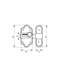 Verrou de meuble Louis XVI, 40x80mm, laiton patiné --Thirard Outlet