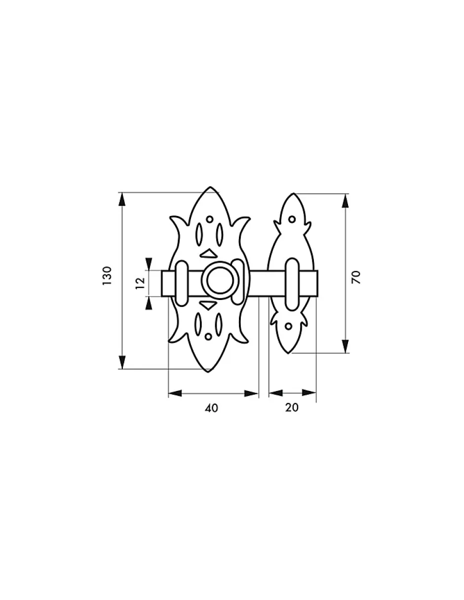 Verrou de meuble Rustique, 40x130mm, laiton patiné --Thirard New