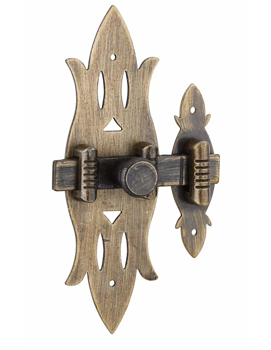 Verrou de meuble Rustique, 40x130mm, laiton patiné --Thirard New