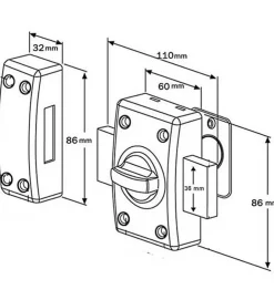Verrou de porte à bouton 45 mm avec Cylindre supplémentaire 30x30 mm 4 clés uniques-Autres Outlet
