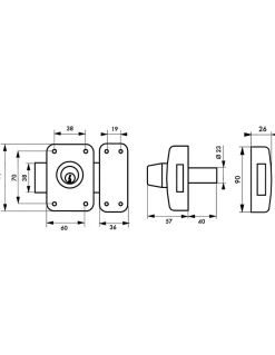 Verrou double entrée Apache pour porte d'entrée, cylindre 40mm, acier, 3 clés, époxy or -^Thirard Hot