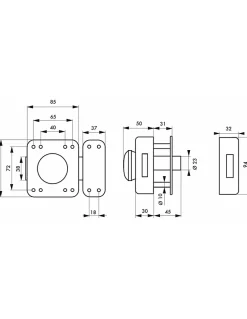 Verrou double entrée Rafale pour porte d'entrée, cylindre 45mm, acier, 3 clés, époxy bonze --Thirard Sale