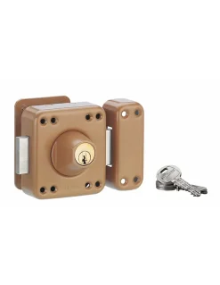 Verrou double entrée Rafale pour porte d'entrée, cylindre 45mm, acier, 3 clés, époxy bonze --Thirard Sale