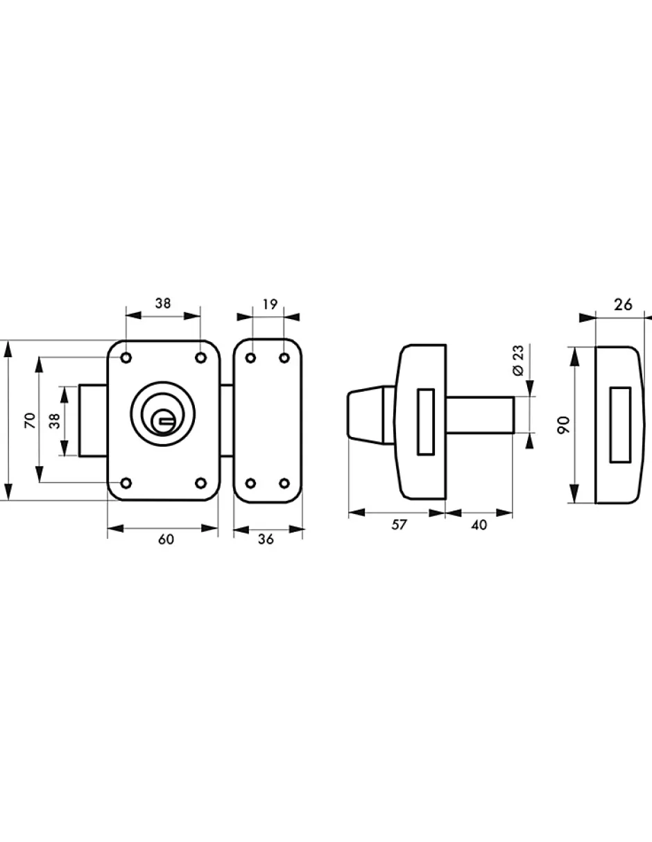 Verrou double entrée Transit 2 pour porte d'entrée, cylindre 45mm, 4 clés, époxy or --Thirard New