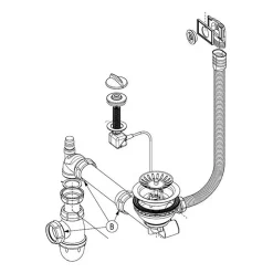 Vidage automatique 1 bac CUIPD019 évier CLEYA et V&B ARCHITECTURA - Siphon gain de place-Cuisissimo Discount