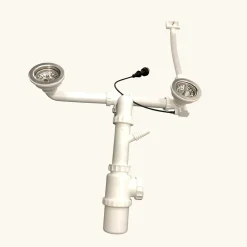 Vidage automatique CUIPD671-D pour évier 2 bacs inox - Siphon gain de place^Cuisissimo Online