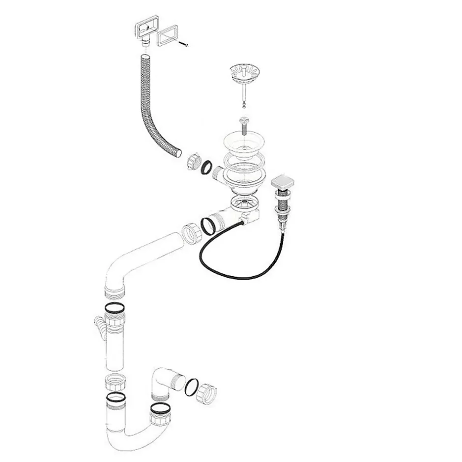 Vidage automatique gain de place 1 bac CUIPD033 pour évier inox - Siphon gain de place-Cuisissimo Outlet