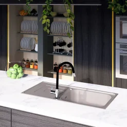 Vidage automatique gain de place 1 bac CUIPD033 pour évier inox - Siphon gain de place-Cuisissimo Outlet