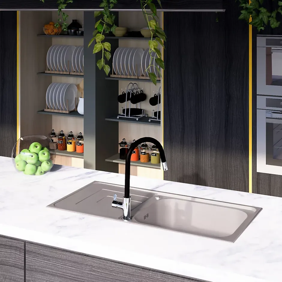 Vidage automatique gain de place 1 bac CUIPD033 pour évier inox - Siphon gain de place-Cuisissimo Outlet