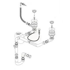 Vidage automatique gain de place CUIPD316 pour évier 2 bacs - Siphon gain de place-Cuisissimo Outlet