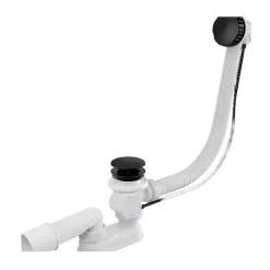 Vidage baignoire avec trop-plein - Bonde noire - Flexible universel-Otitec Best