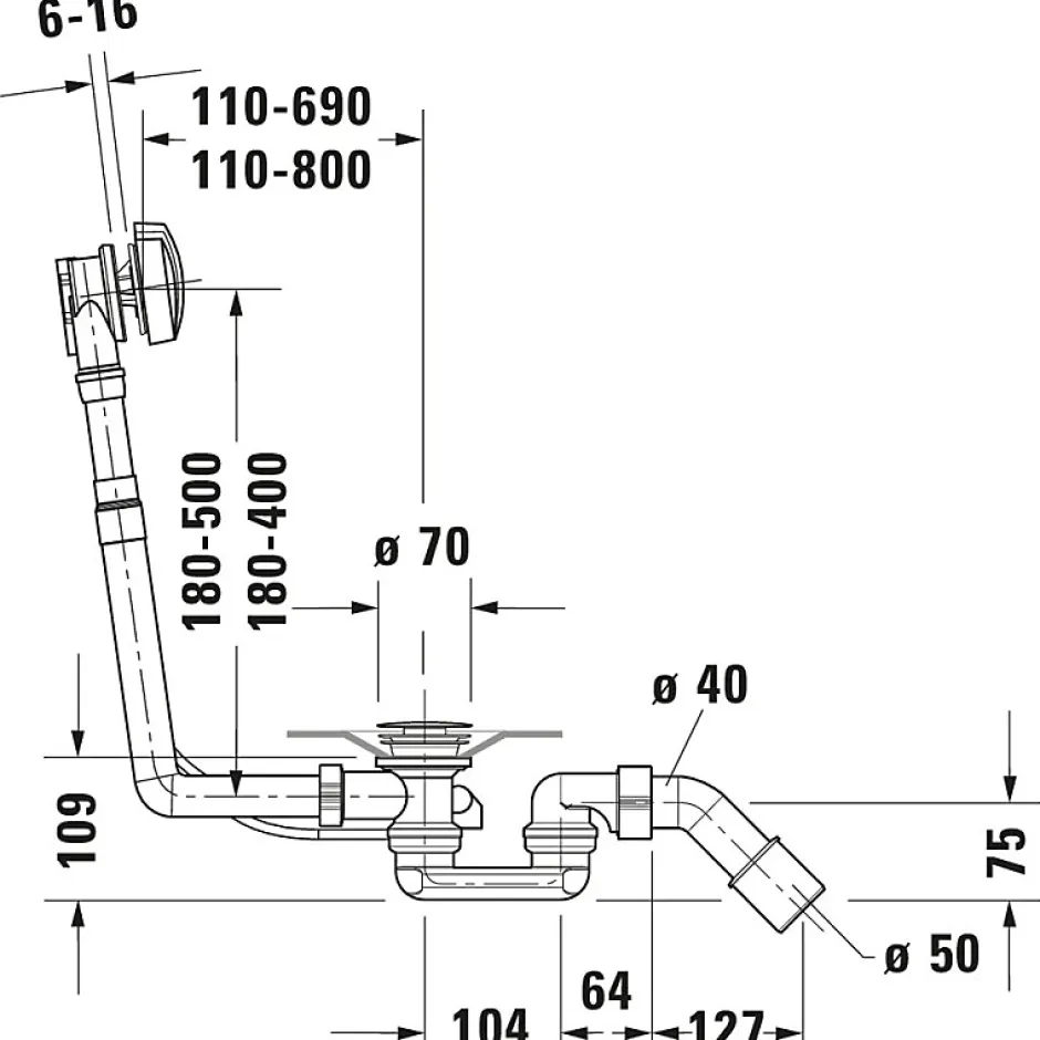 Vidage baignoire D-Code Chromé 35x8x40 cm-Duravit Outlet