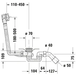 Vidage baignoire 40x8x40 cm central-Duravit Outlet